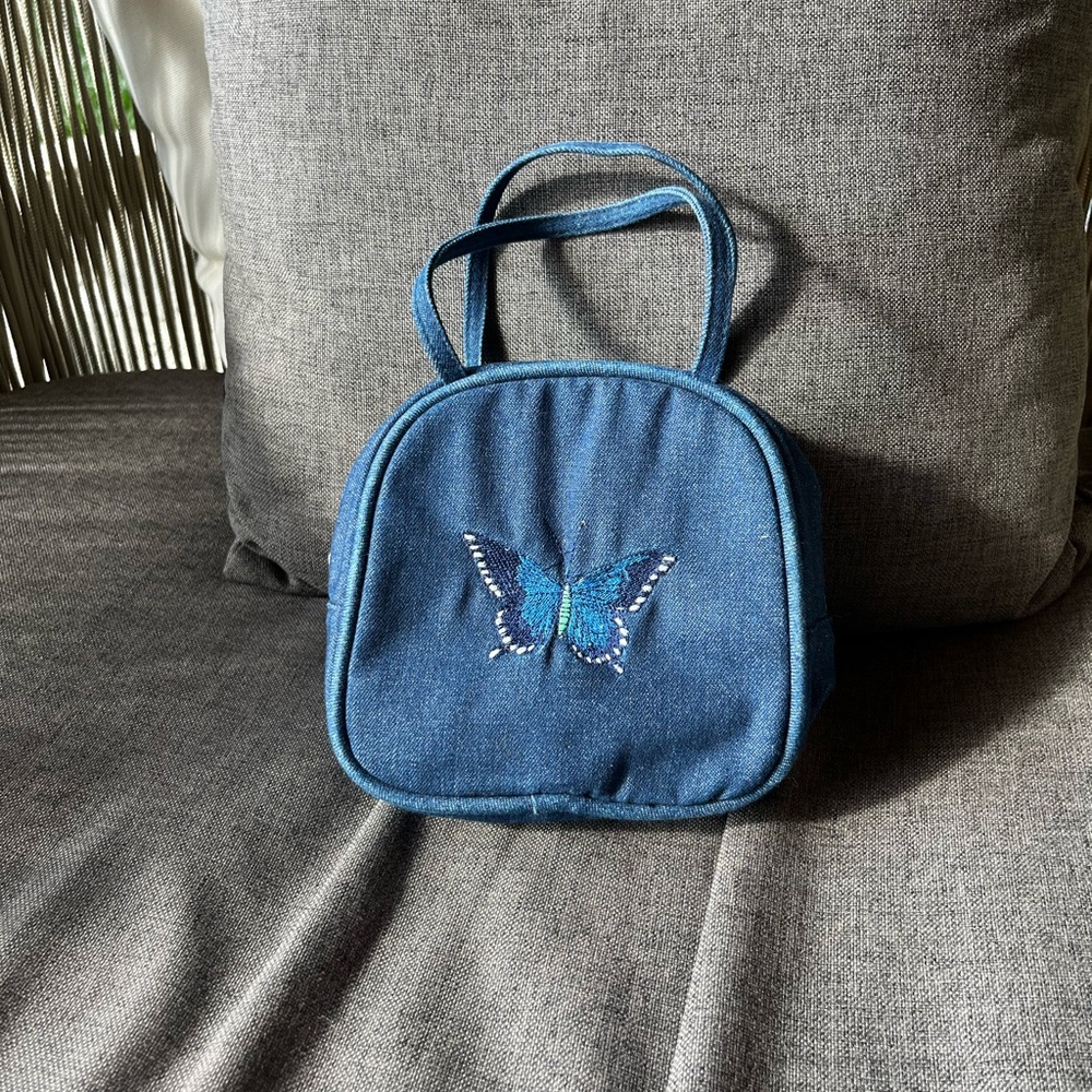 Mini denim butterfly bag